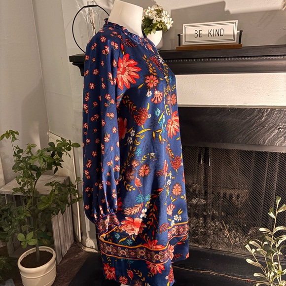 LOFT Iconic Blue Floral Long Sleeve Dress - Picture 12 of 14